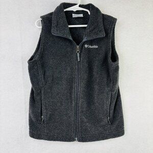 Columbia Boys Size XS 6/7 Gray Fleece Vest Jacket Full Zip Up Pockets Kids